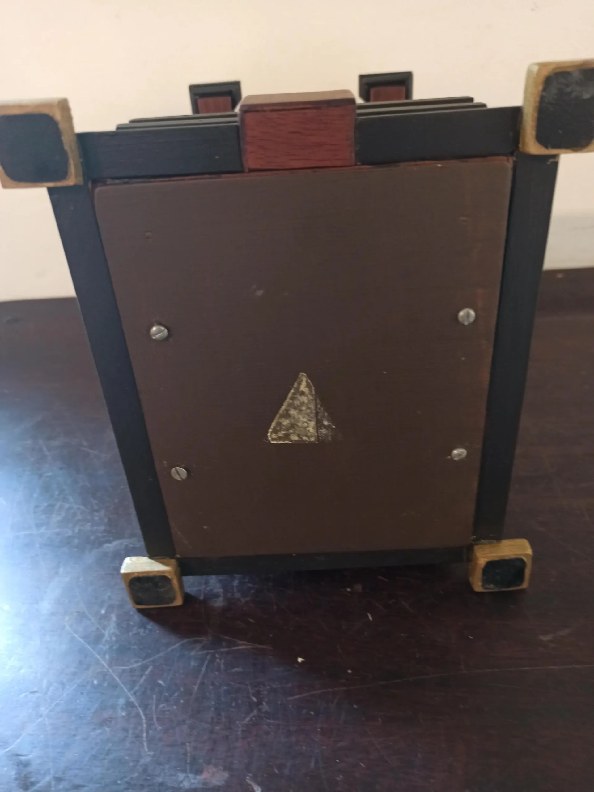 Unique Wooden Mantle Clock. Handmade. Battery Operated. Working Order. Very Good Condition. - Image 9
