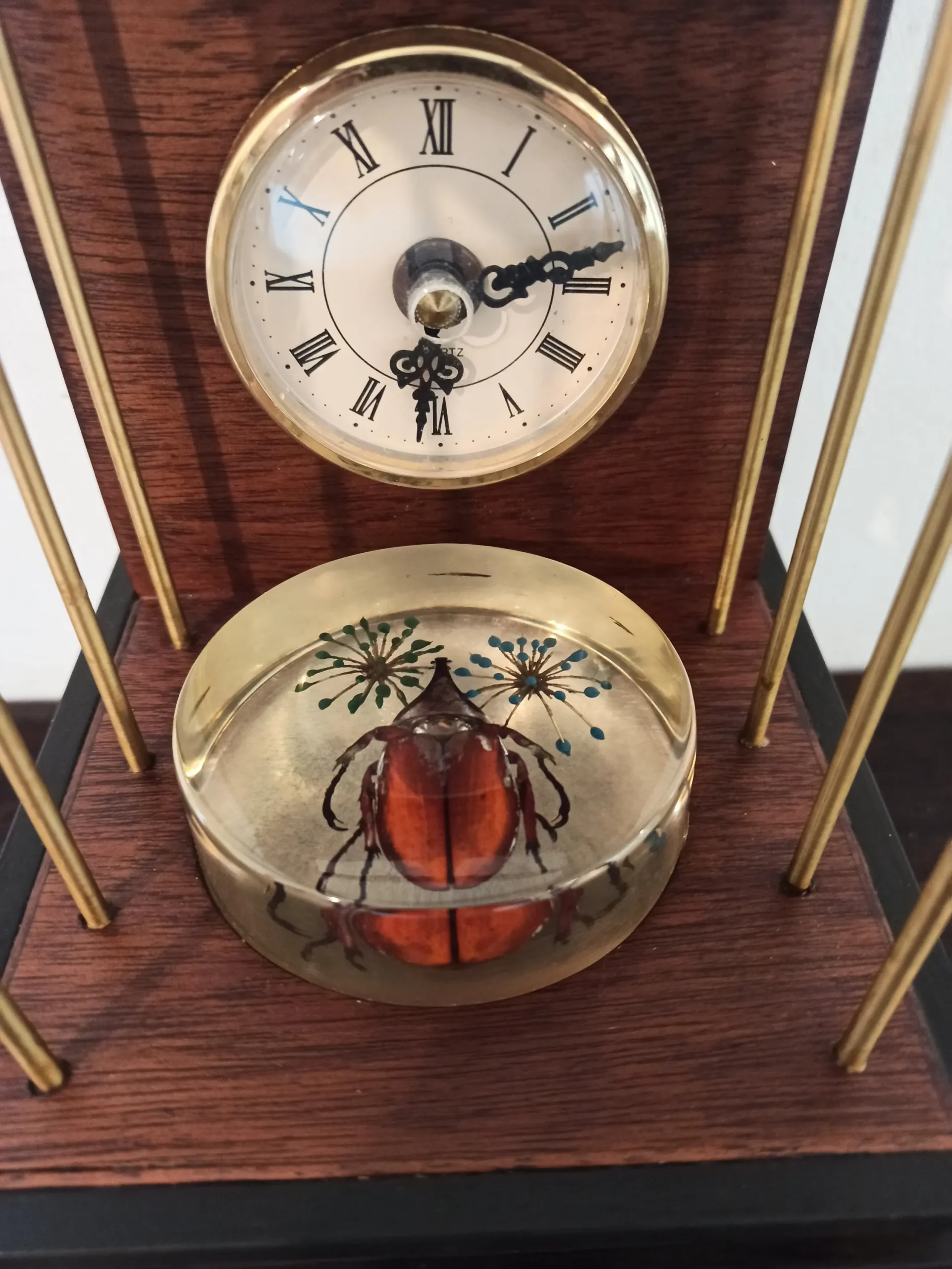 Unique Wooden Mantle Clock. Handmade. Battery Operated. Working Order. Very Good Condition. - Image 5