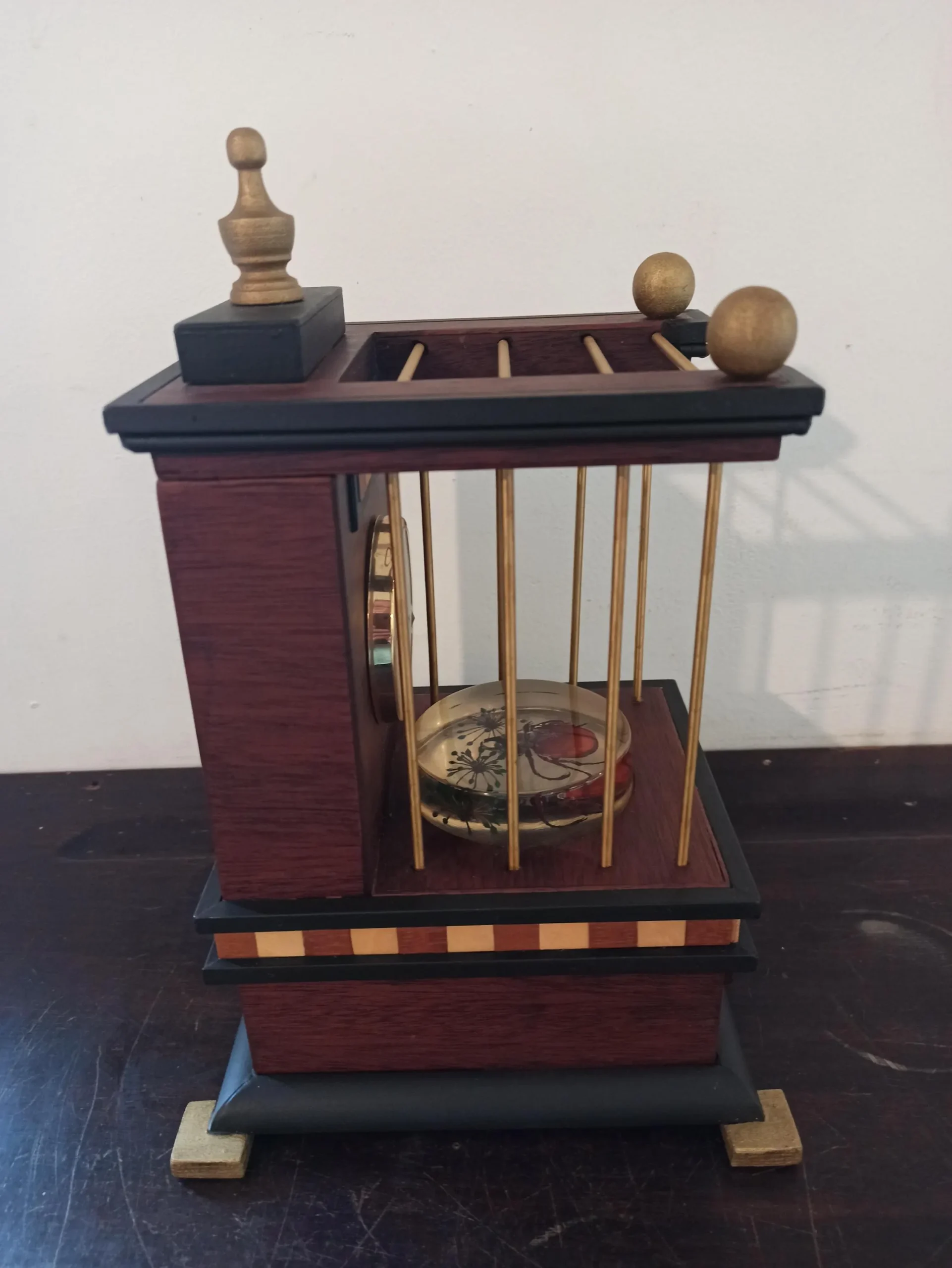 Unique Wooden Mantle Clock. Handmade. Battery Operated. Working Order. Very Good Condition. - Image 7