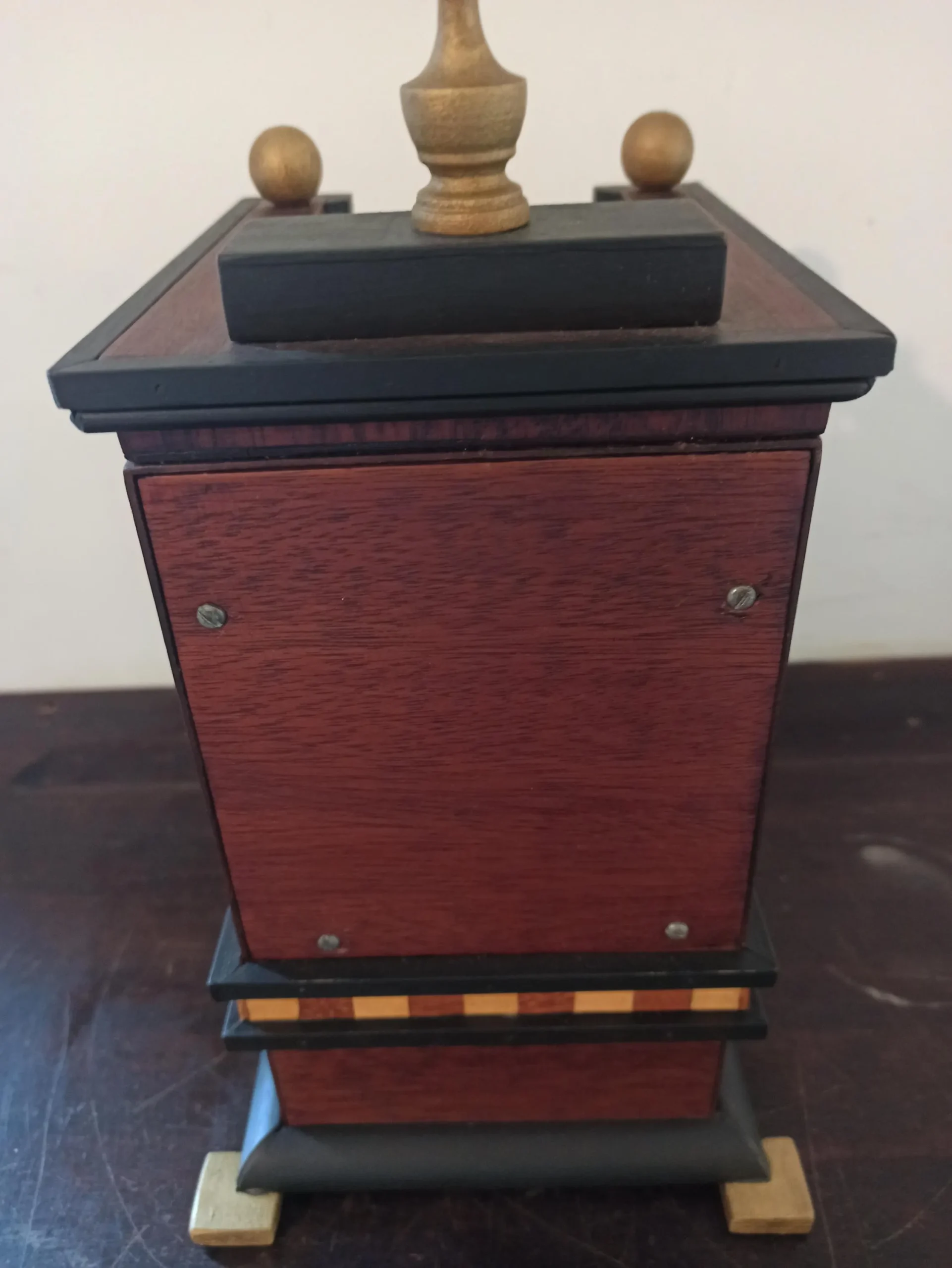 Unique Wooden Mantle Clock. Handmade. Battery Operated. Working Order. Very Good Condition. - Image 8