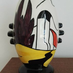 Lorna Bailey. House & Path. Rare 3 Knob Vase. Rare Design. Excellent Condition.