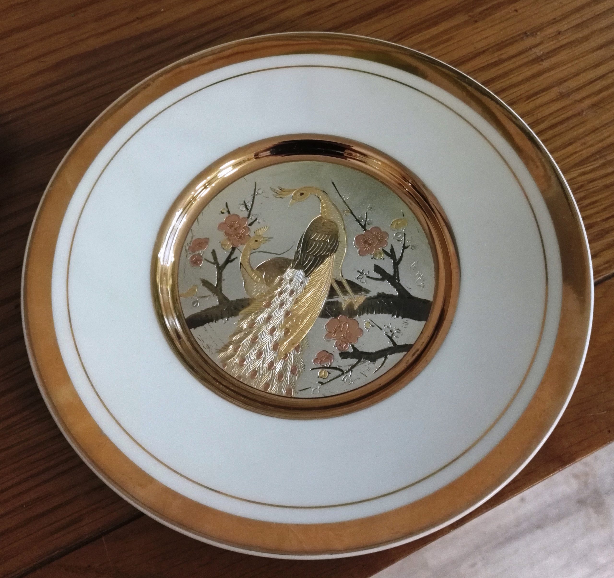 Set of 4 Japanese Chokin Ware. Trinket Box, 2 X Plates And Pin Tray. - Image 4