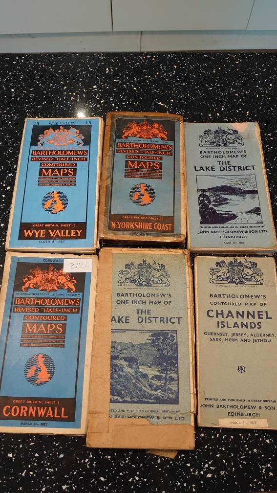 Collection of Bartholomew's half inch and one inch maps of Great Britain.