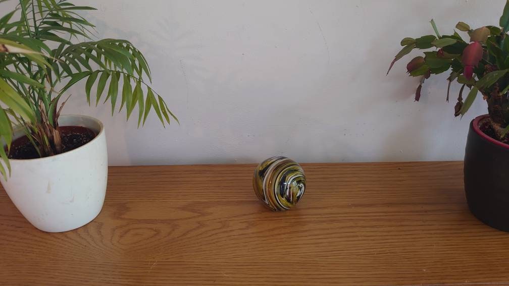Striped Yellow, Black and White Paperweight. - Image 4