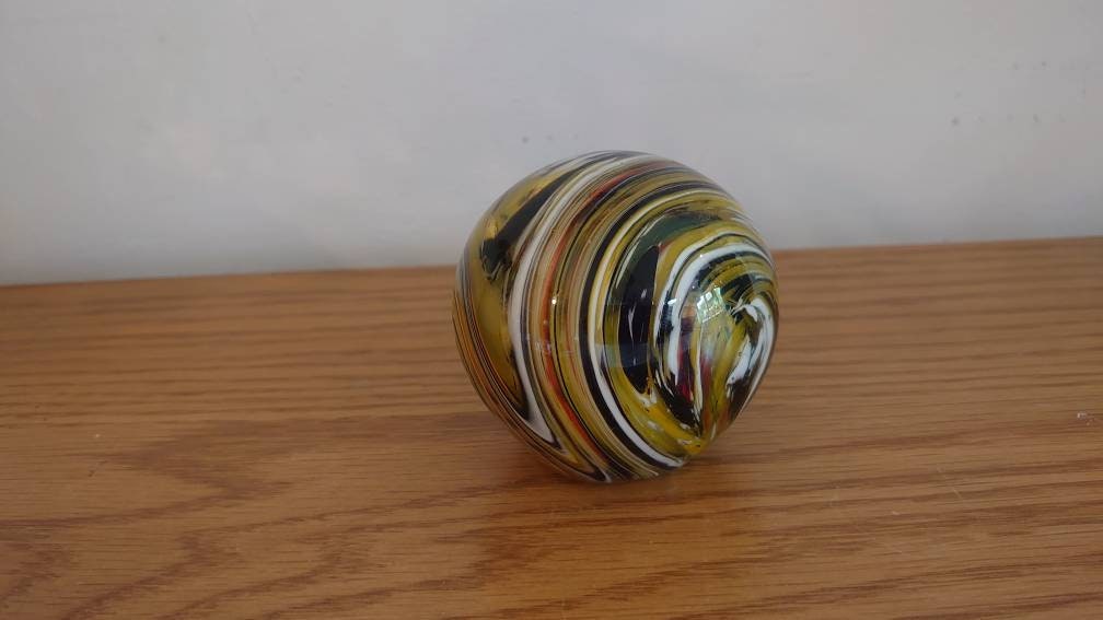 Striped Yellow, Black and White Paperweight. - Image 5