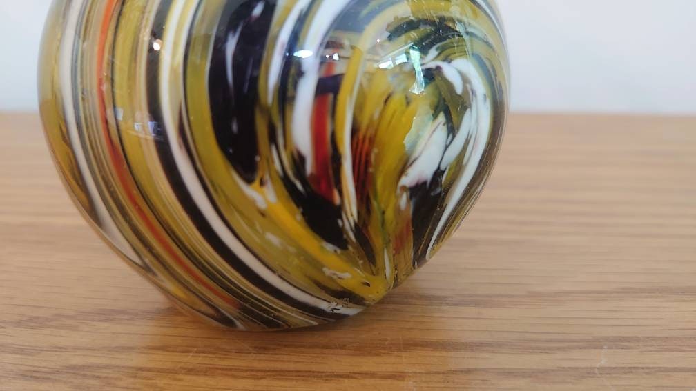 Striped Yellow, Black and White Paperweight. - Image 6