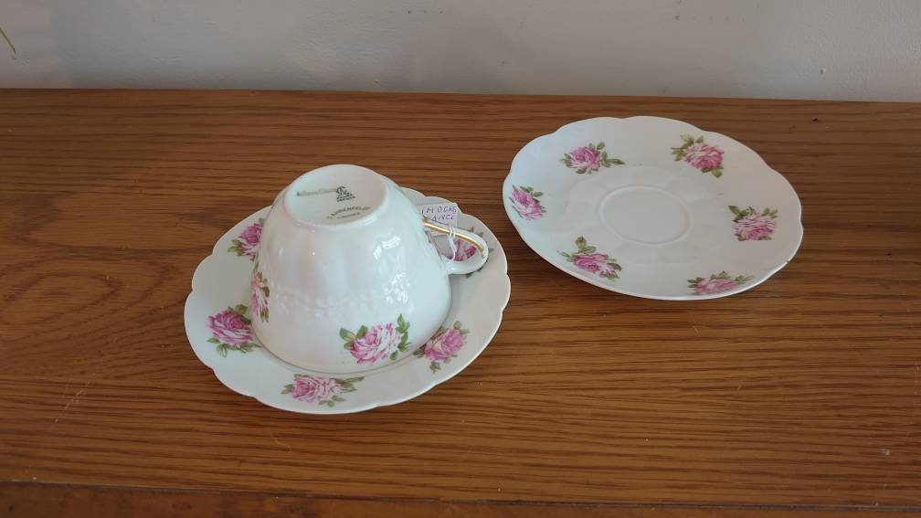 French Limoges Rose Porcelain Trio - circa 1900s. Excellent condition - Image 2