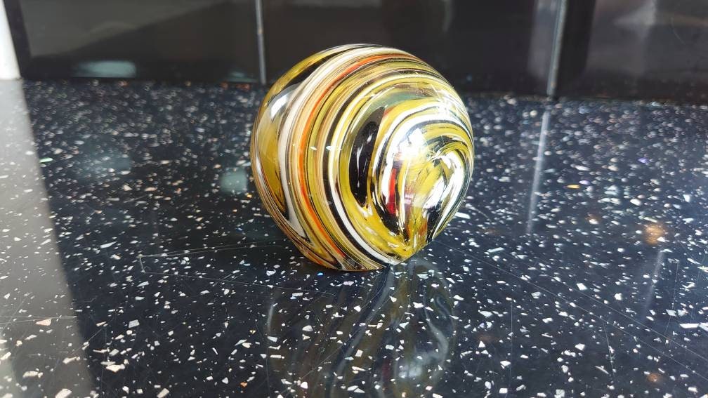 Striped Yellow, Black and White Paperweight. - Image 2