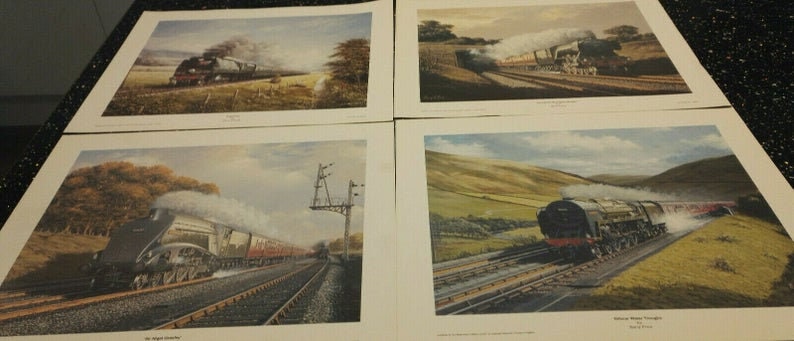Set of Four Steam Train Picture Poster Prints - Unframed - Approx 12" x 10" - Image 6