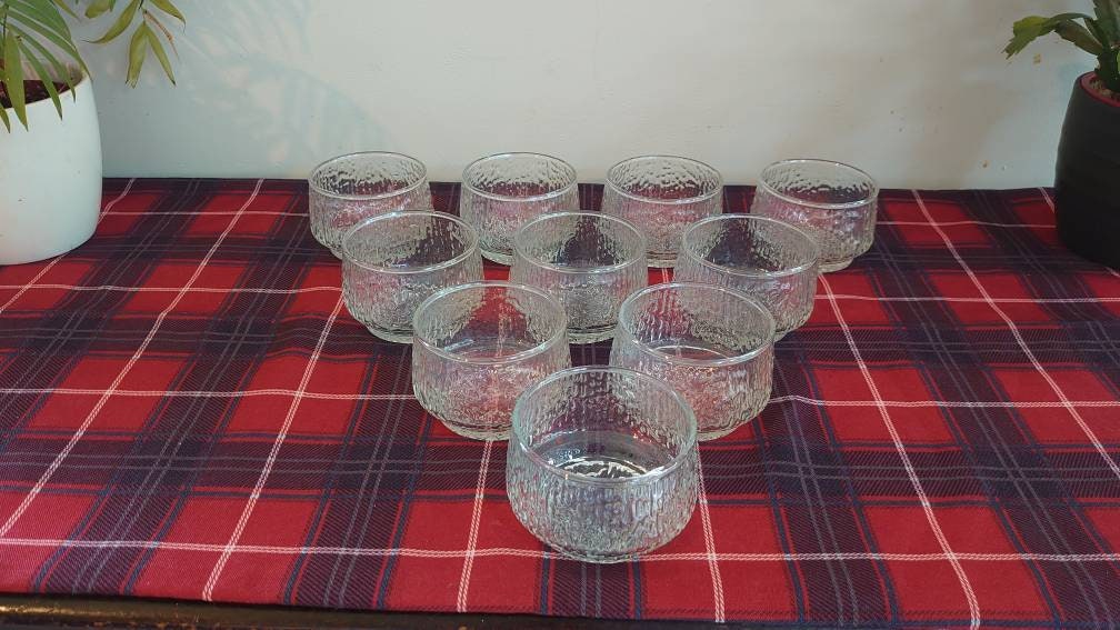 Ten (10) 1970s Glass Pudding Bowls - Immaculate Condition