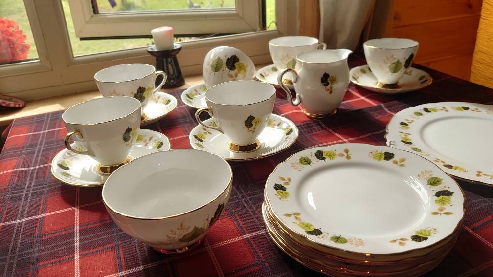 Gladstone "Leaves" 21 Piece Tea Service - Immaculate Condition - Image 3