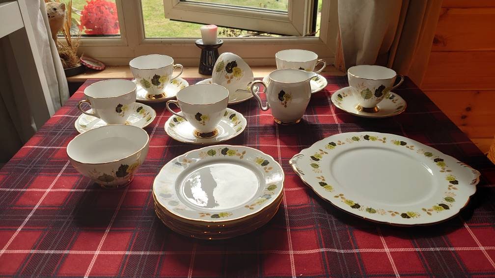 Gladstone "Leaves" 21 Piece Tea Service - Immaculate Condition - Image 4