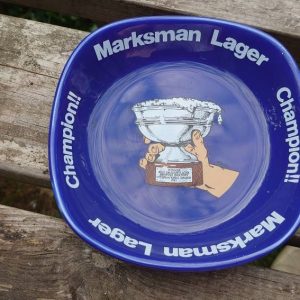 Retro Marksmans Lager Champion! Small Ashtray 16cm diameter 1980s