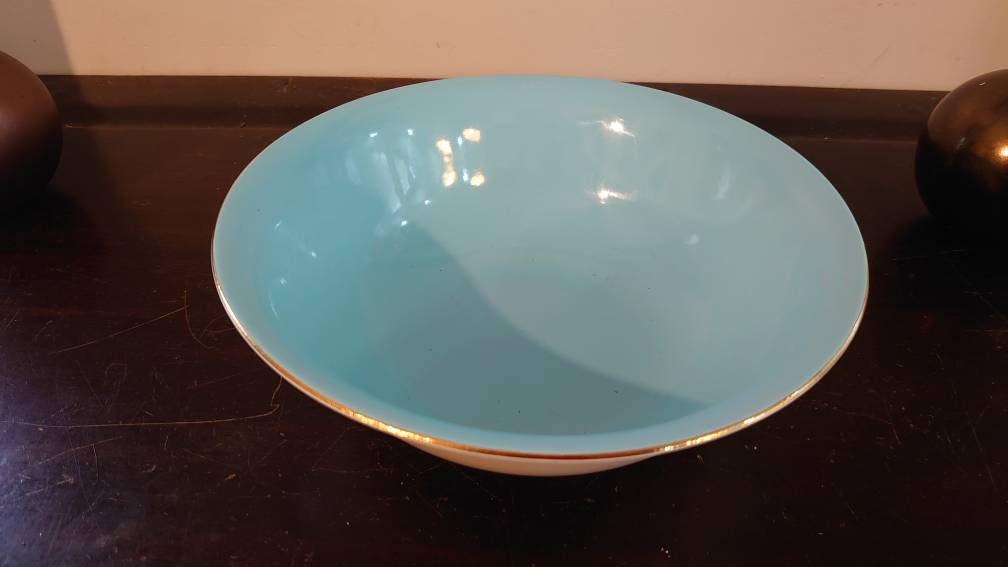 Alfred Meakin Water Lily Baby Blue and Gold Fruit Bowl c24m width - Image 3
