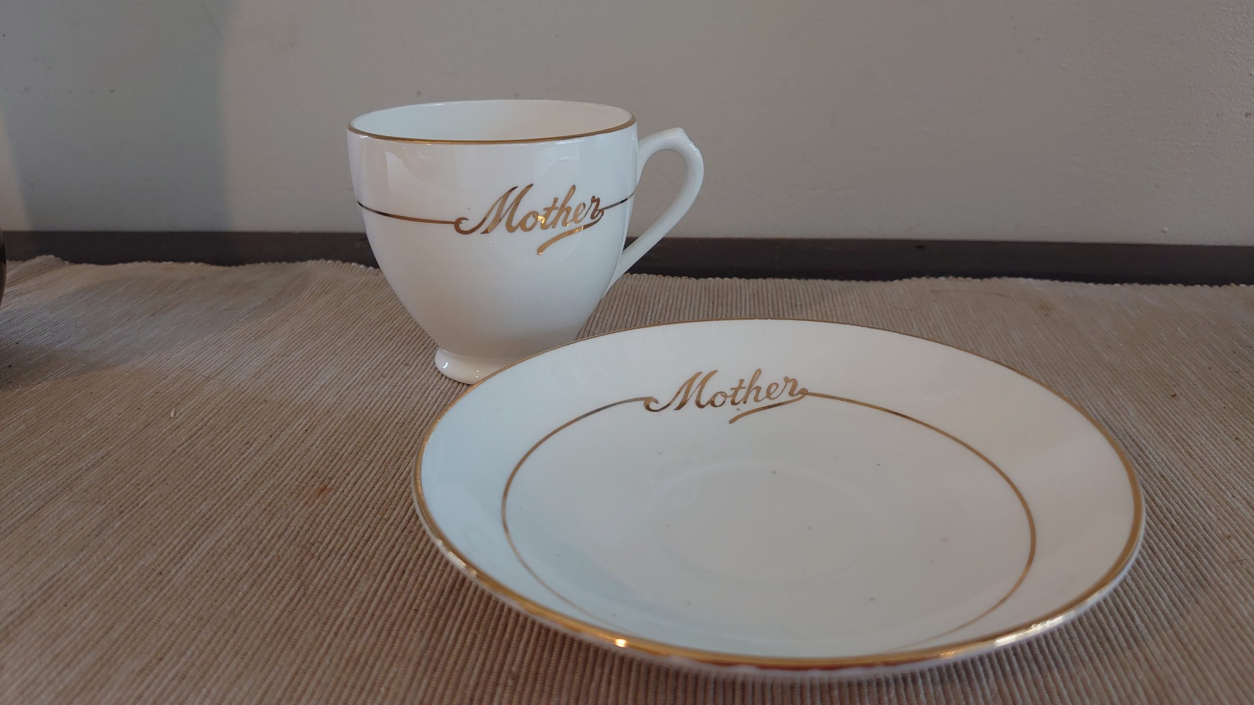 Mother Cup and Saucer - Plain White Ceramic with Gold Banding - Perfect Mother's Day or Christmas Gift - Image 4