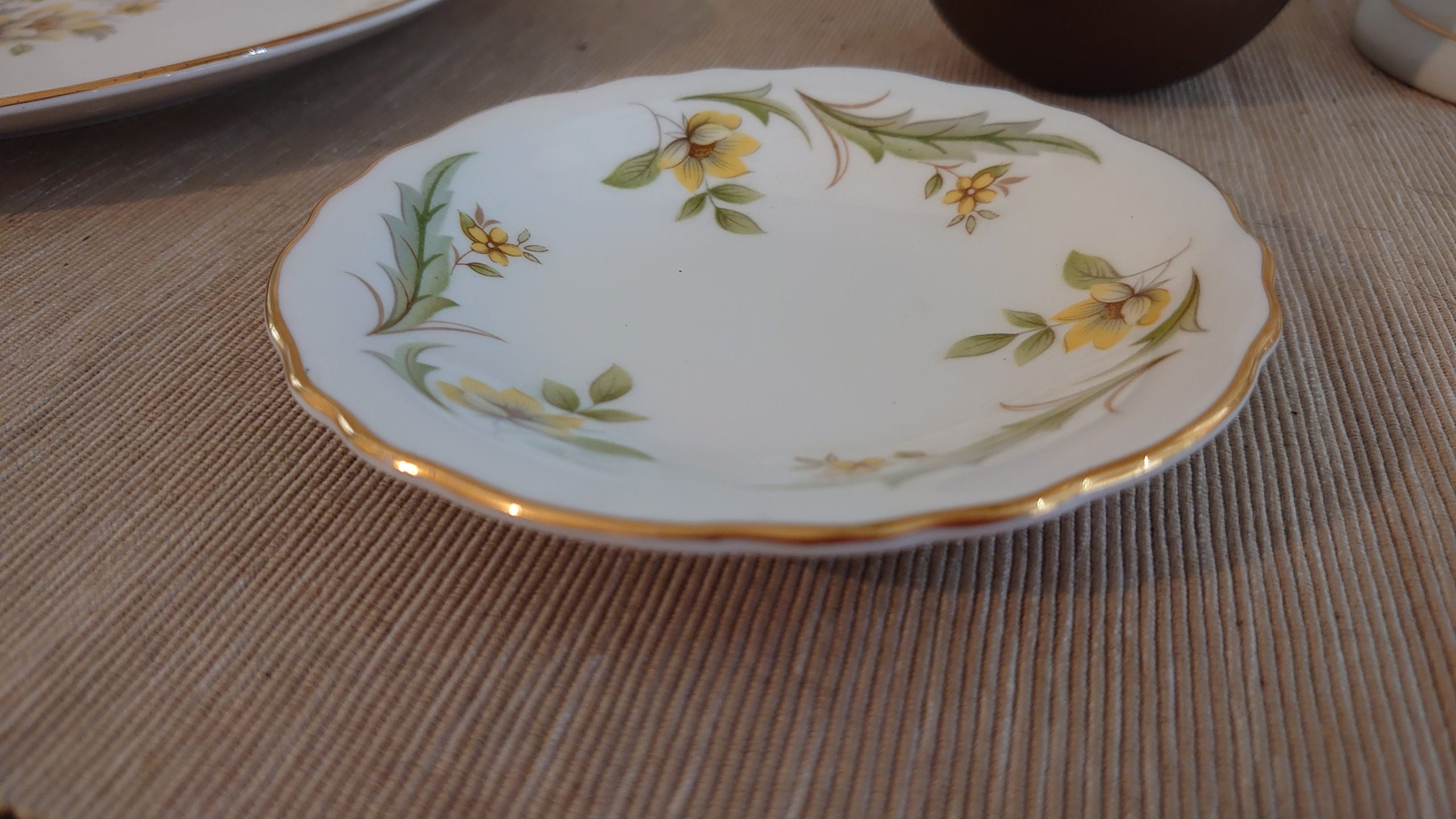 Three Piece Royal Grafton Yellow Rose Plate Set - Sandwich plate and 2x Side Plates - Very Good to excellent condition - Image 4