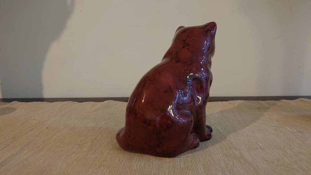 Vintage Burgundy Ceramic Cat - 14.5 cm - Image 4