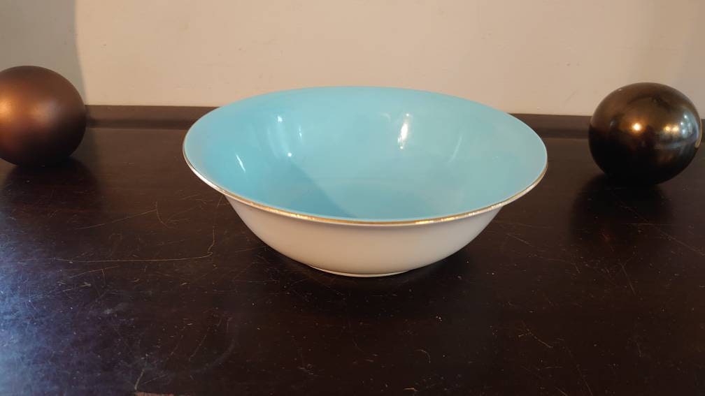 Alfred Meakin Water Lily Baby Blue and Gold Fruit Bowl c24m width