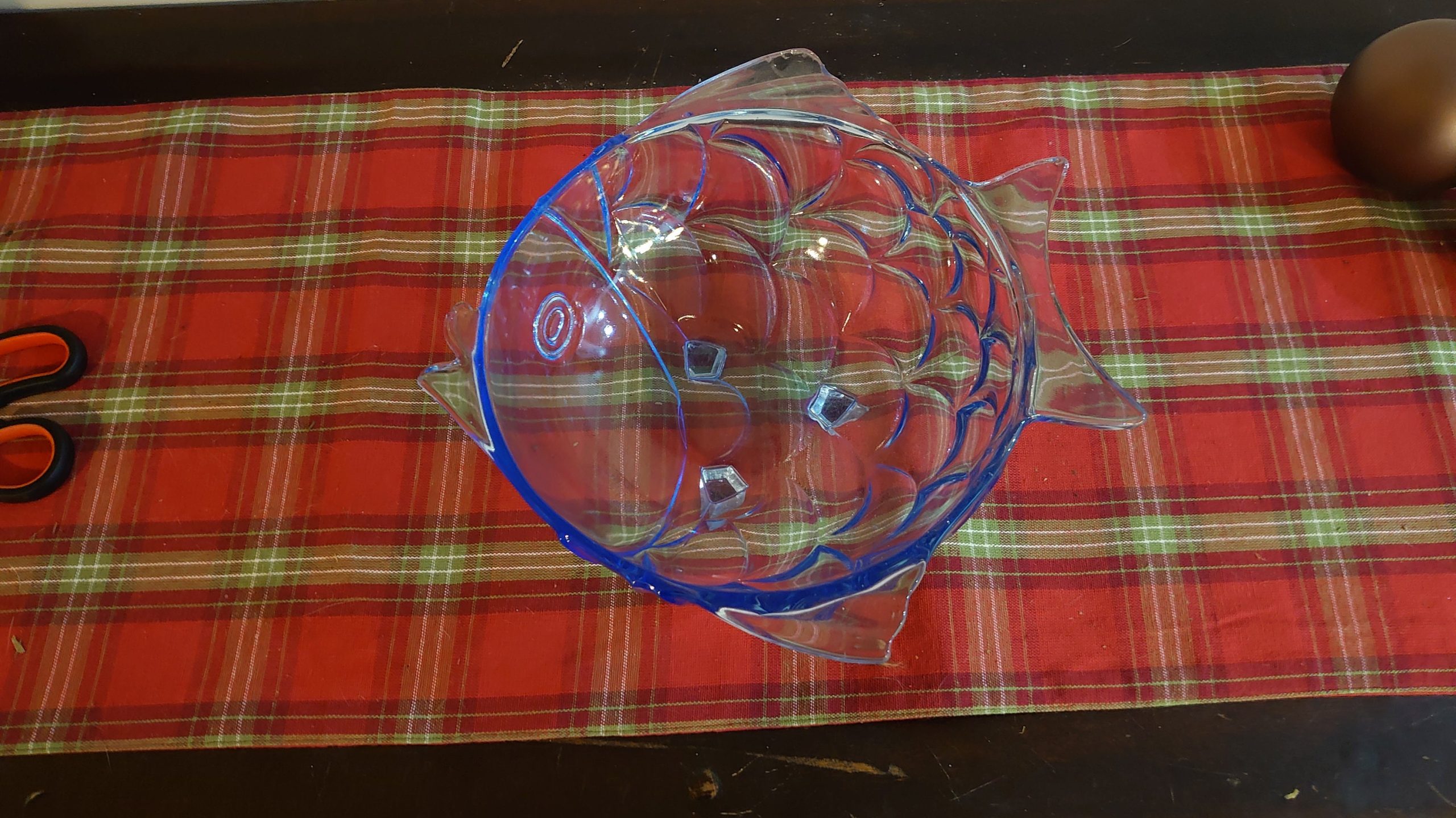 Large Blue Glass "Fish" Bowl - Excellent condition - 26.5cm diameter - Image 2