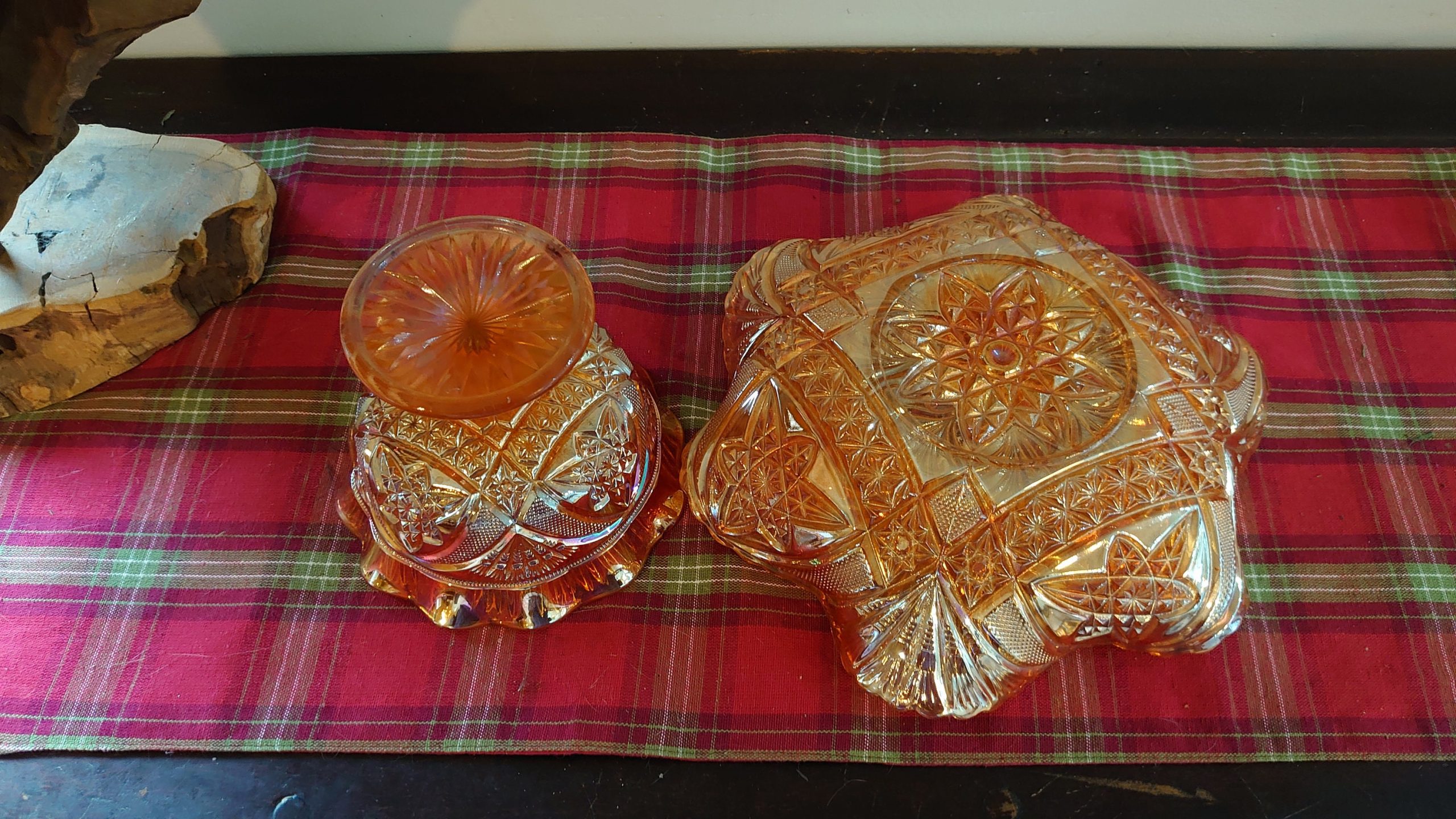 Two Large Carnival Glass Pearlescent Finish Bowls - Excellent Condition - Image 10