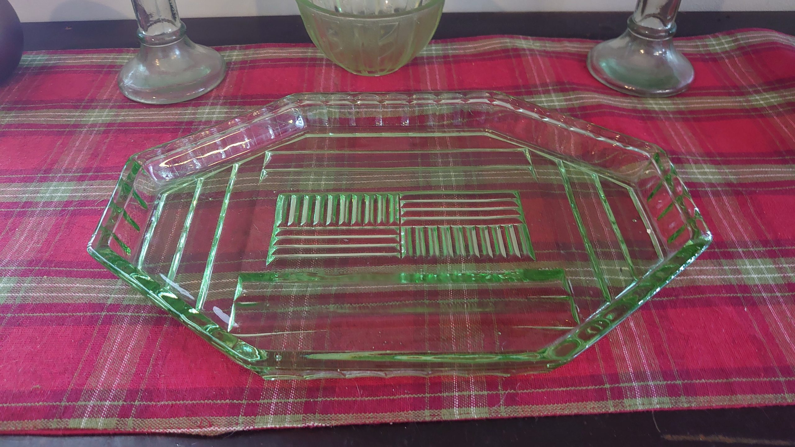 Candlestick and Bowl Group - Vanity Set - Pale Green Glass - Very Good to excellent condition - Some Victorian Glass - Image 3