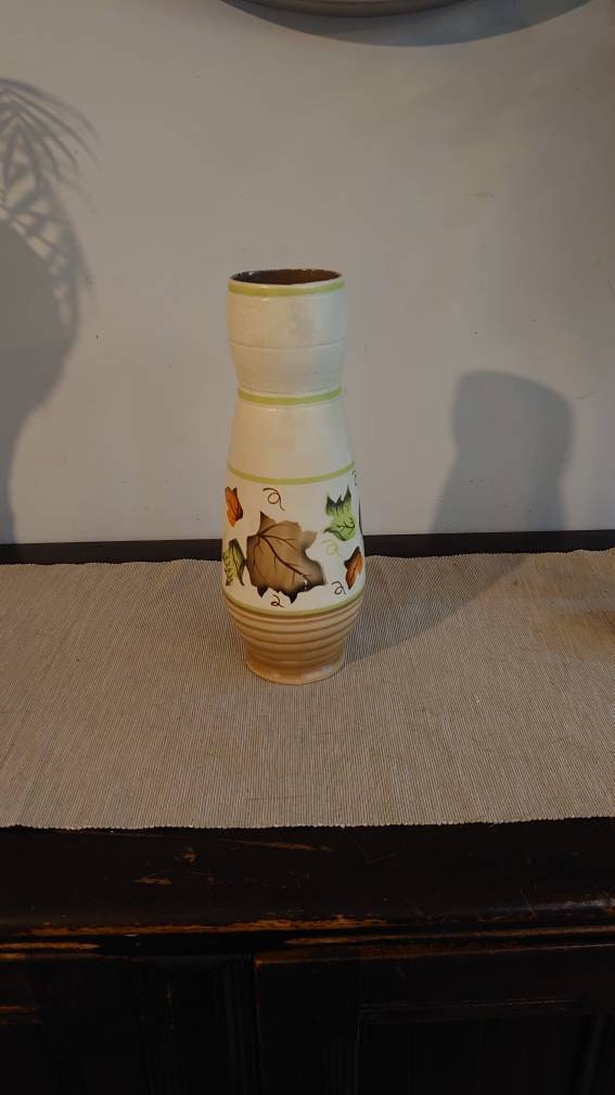 Tall Slender Ellgreave "Ravina" Autumn Leaves Vase - 28cm tall - 1960s
