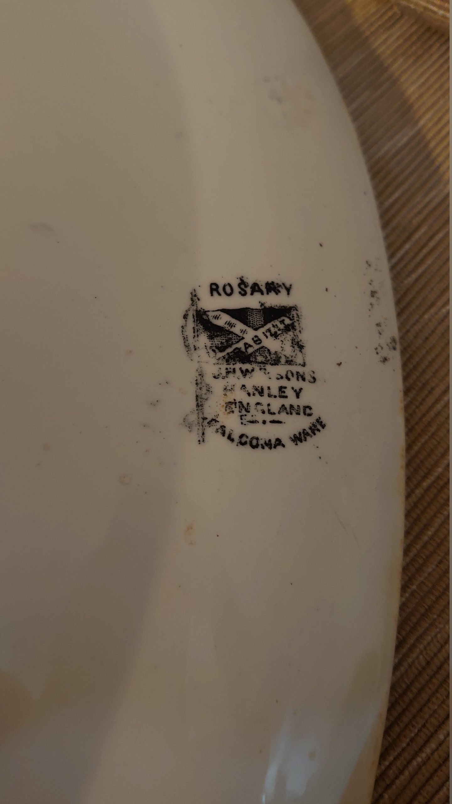 Two J. H. W. (Weatherby) & Sons Ironstone Serving Platters, Hanley, Stoke, UK - Rosary Design - 40cm and 35cm in width - Falcona ware - Image 6