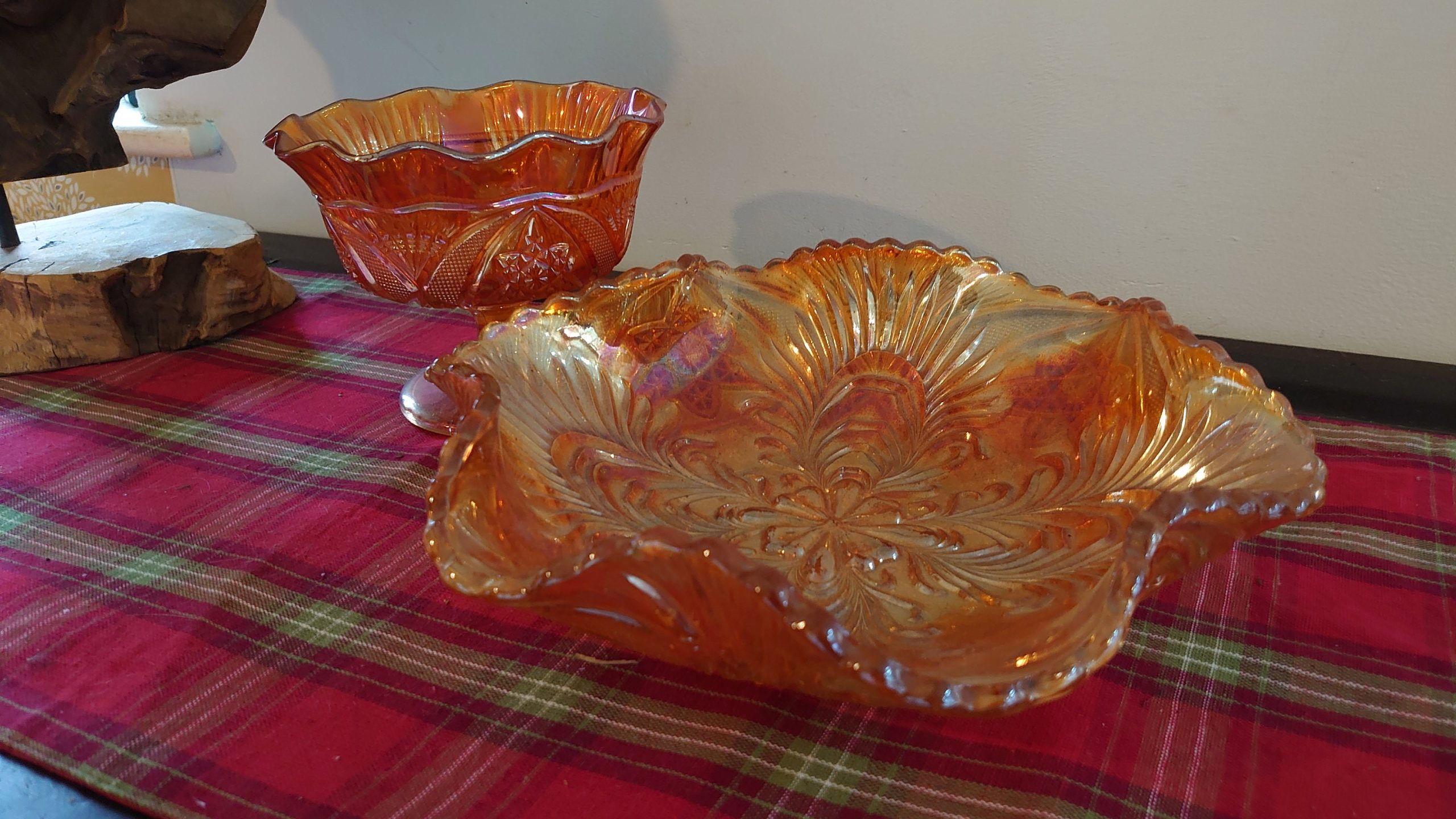 Two Large Carnival Glass Pearlescent Finish Bowls - Excellent Condition - Image 5