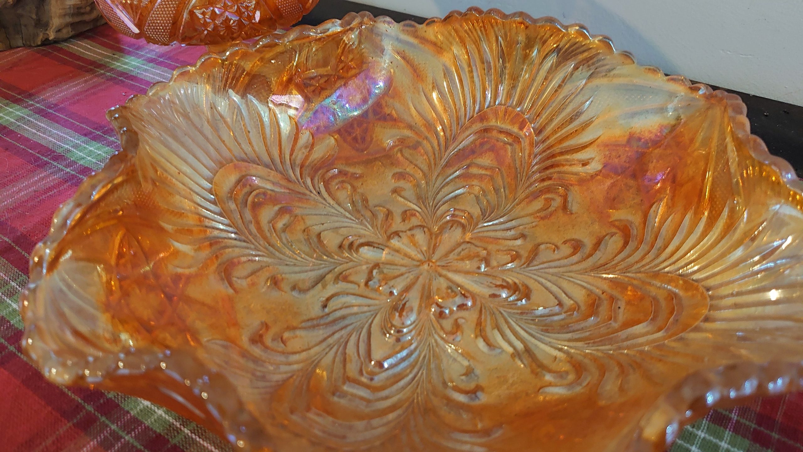 Two Large Carnival Glass Pearlescent Finish Bowls - Excellent Condition - Image 6