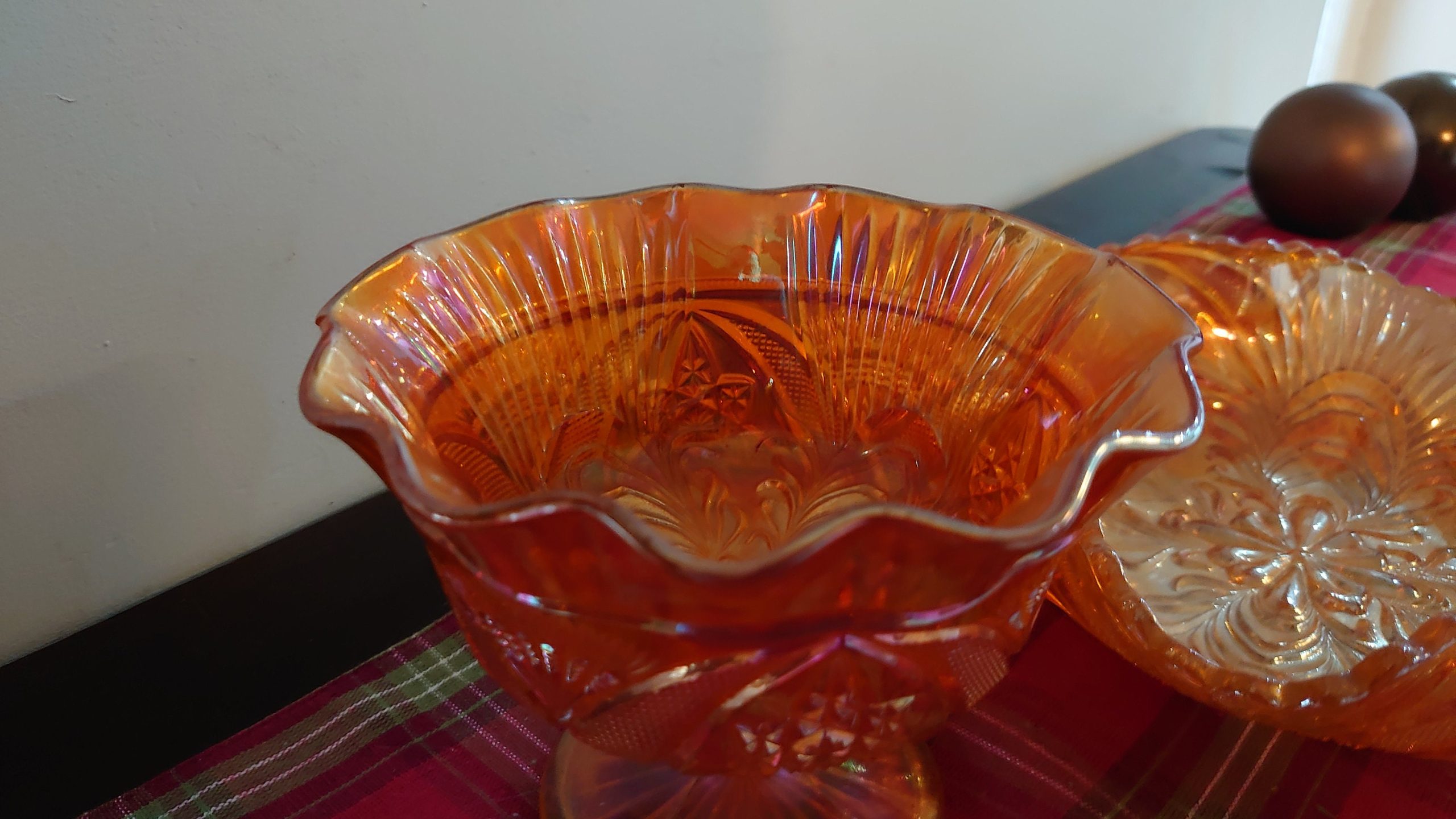 Two Large Carnival Glass Pearlescent Finish Bowls - Excellent Condition - Image 8