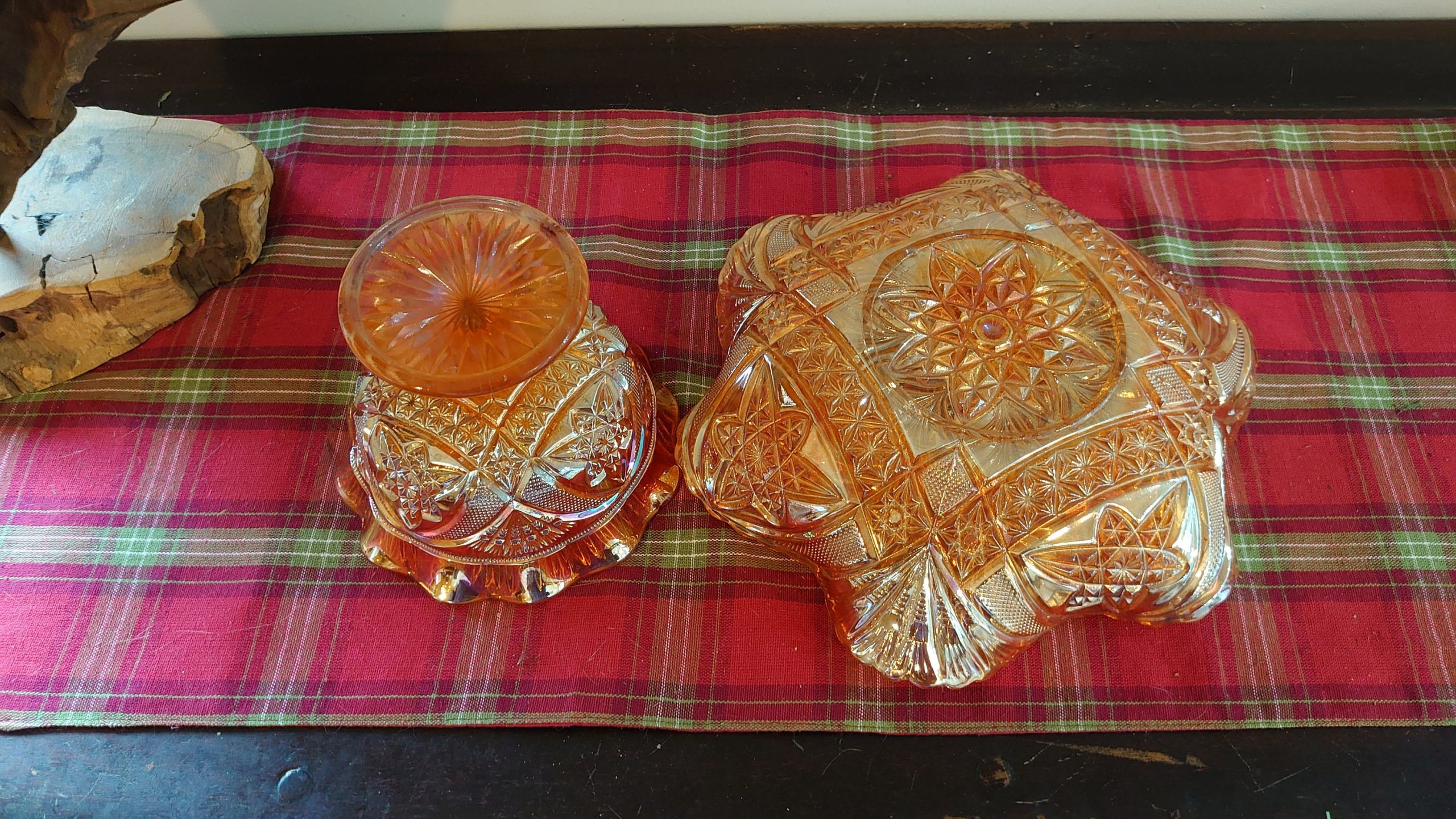 Two Large Carnival Glass Pearlescent Finish Bowls - Excellent Condition - Image 9