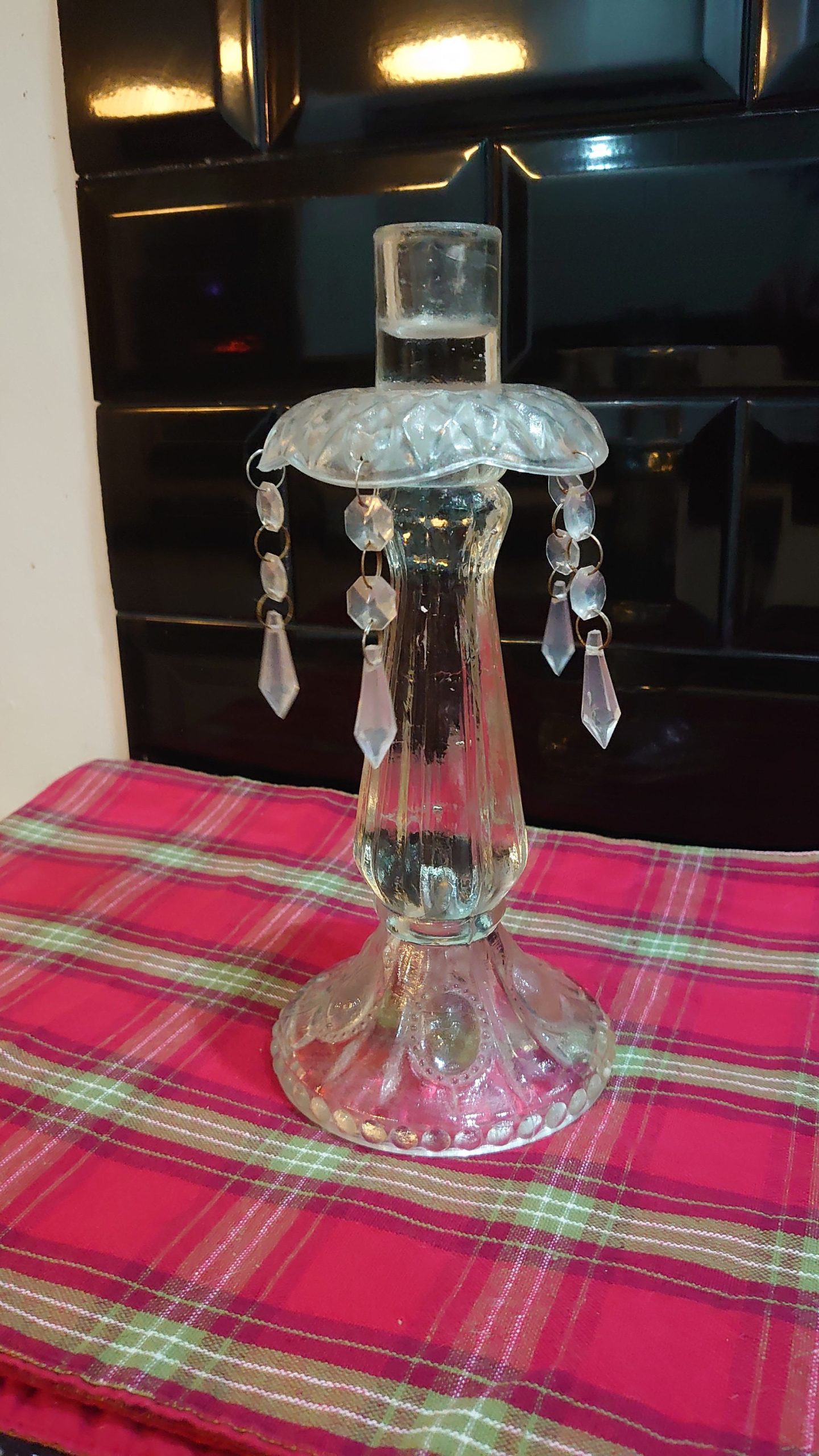 Dinner Candle Candlestick with Pendant beads - Image 4