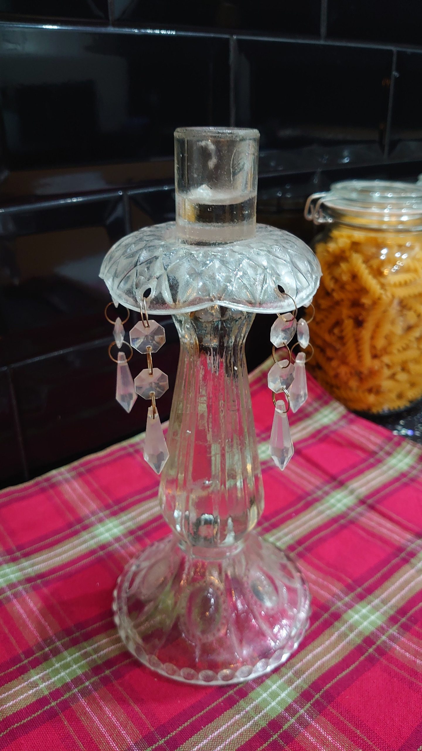 Dinner Candle Candlestick with Pendant beads - Image 2