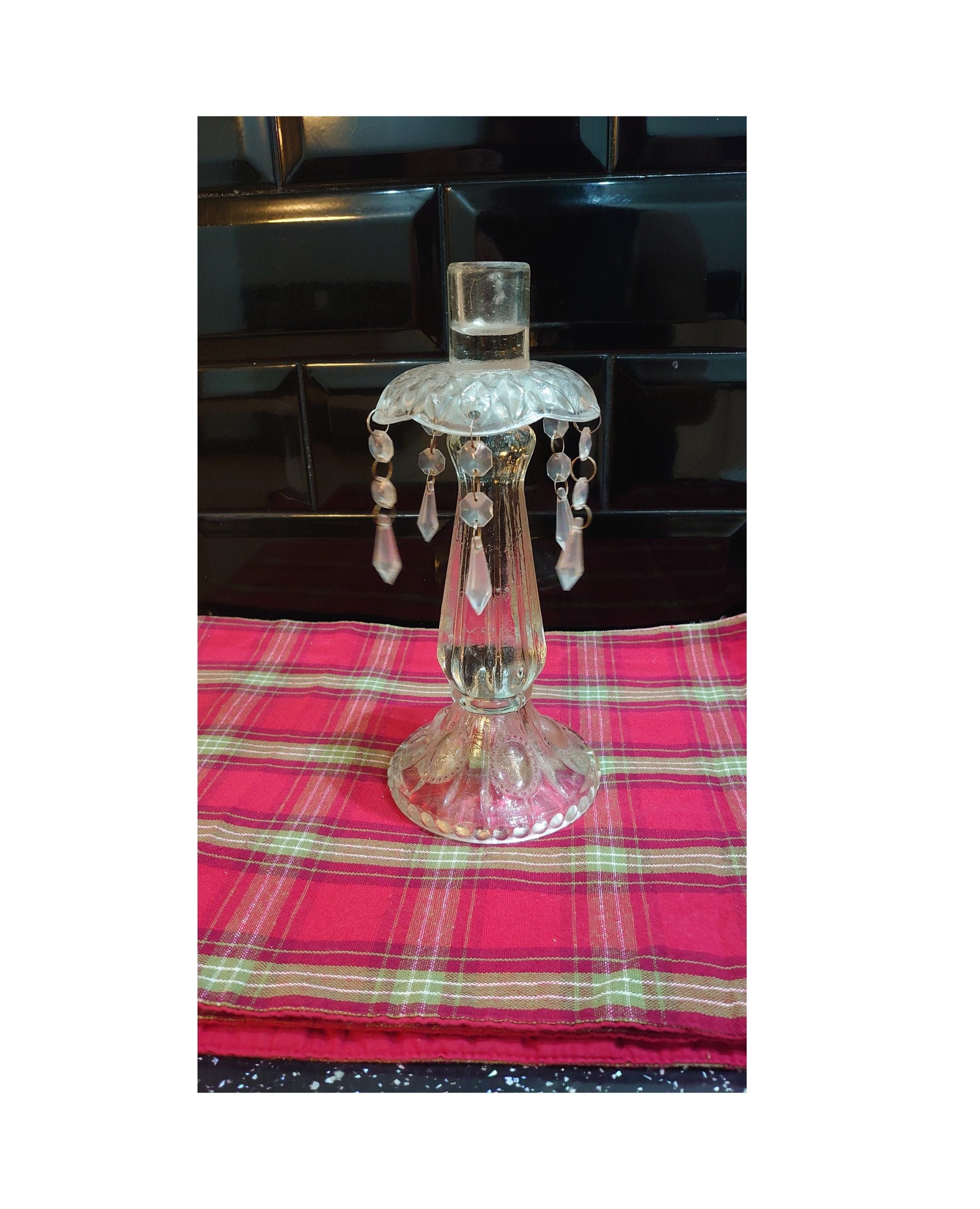 Dinner Candle Candlestick with Pendant beads