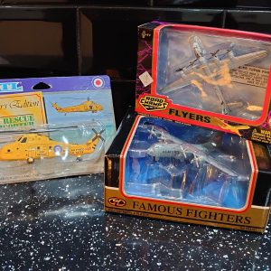 Three Miniature Airforce Aircraft - Two Planes - One Helicopter - Very Good Condition