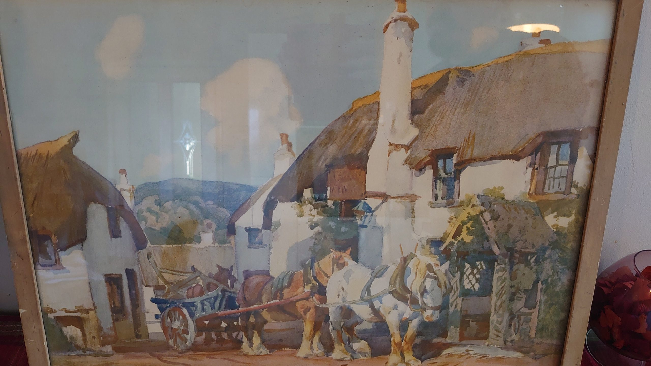 Horse and Cart Printed Painting - Good condition - 53.5cm wide by 41cm tall - Image 4