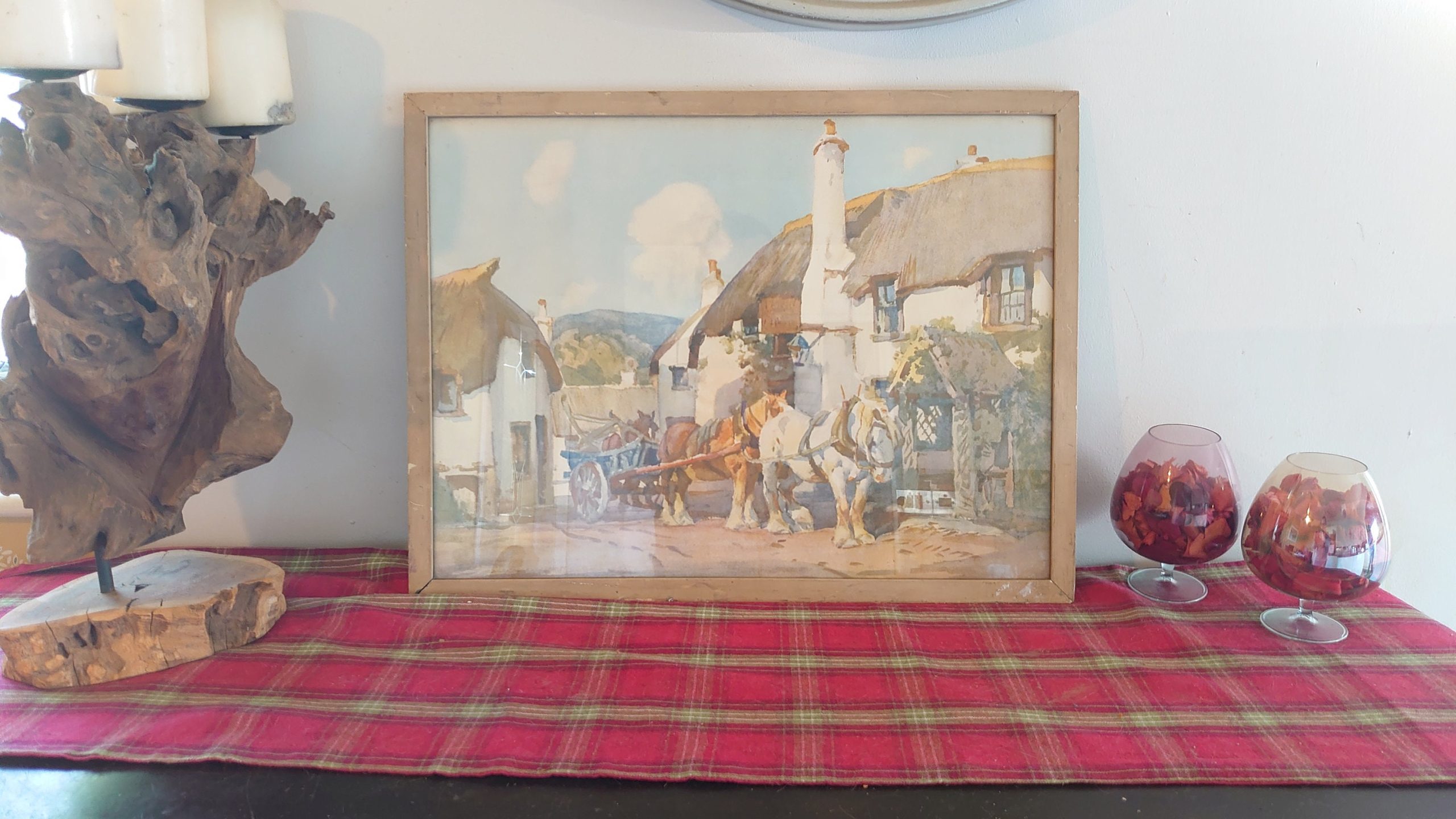 Horse and Cart Printed Painting - Good condition - 53.5cm wide by 41cm tall - Image 7