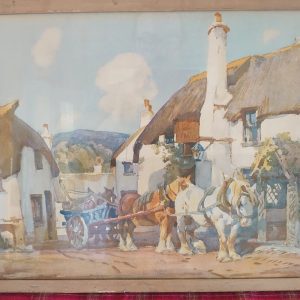 Horse and Cart Printed Painting - Good condition - 53.5cm wide by 41cm tall