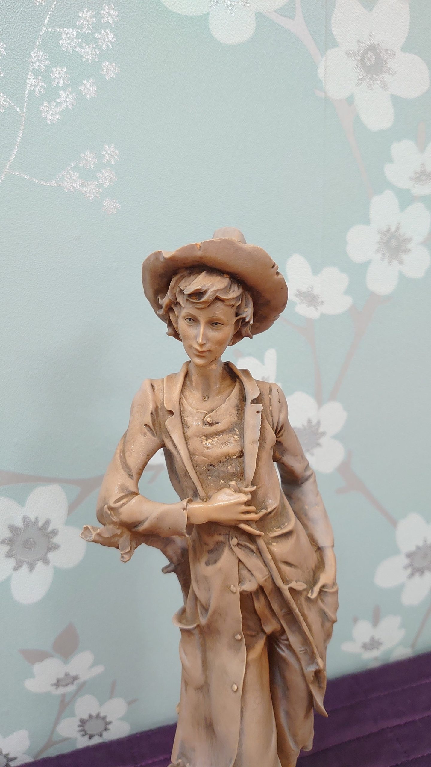 Shepherd with Sheep Statue - Good to Very Good Condition - 31cm tall - 11.5cm diameter - Image 3