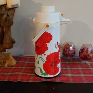 1970s Poppy Motif Hot water Dispenser or Tea Caddy