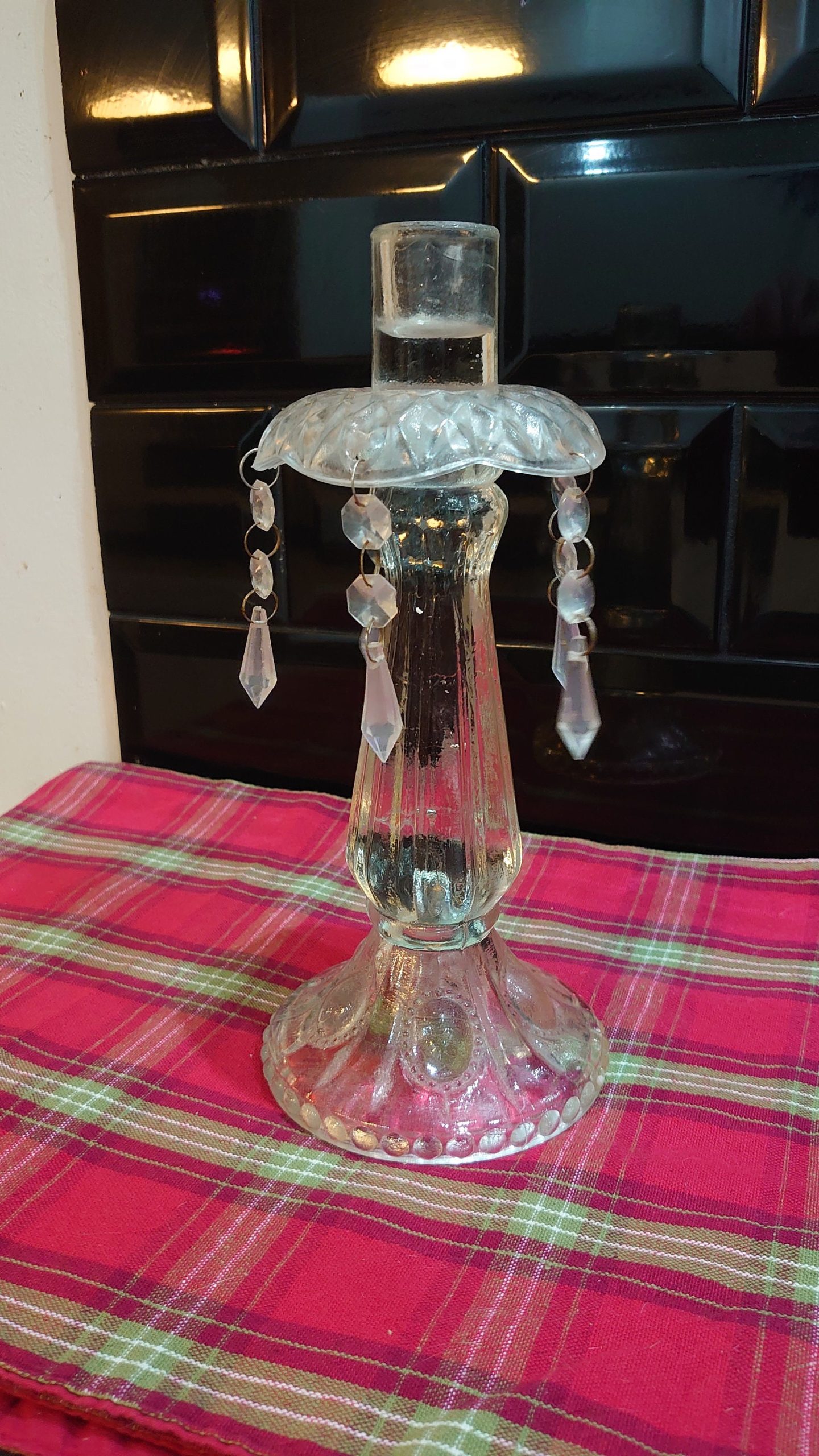 Dinner Candle Candlestick with Pendant beads - Image 3
