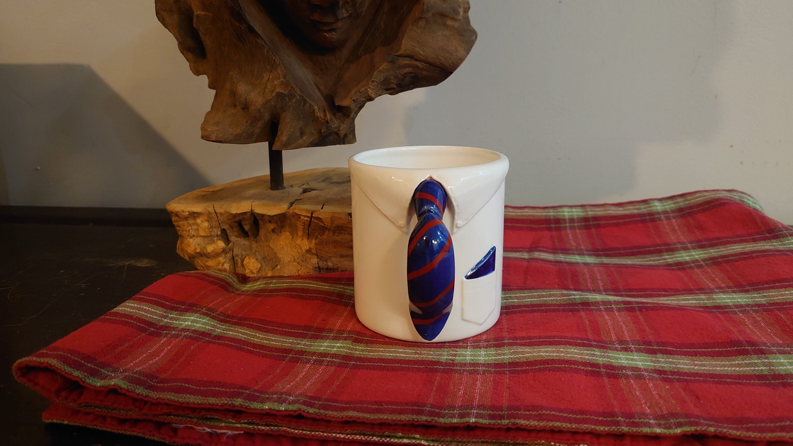 Office Shirt Style Cup with Tie Handle and Pocket detail - Novelty Cup - Very Good condition!