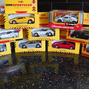 Vintage Maisto Miniature Toy Car Sportscar Collection - 9 Items - 1:43 ratio - Good Boxed Condition