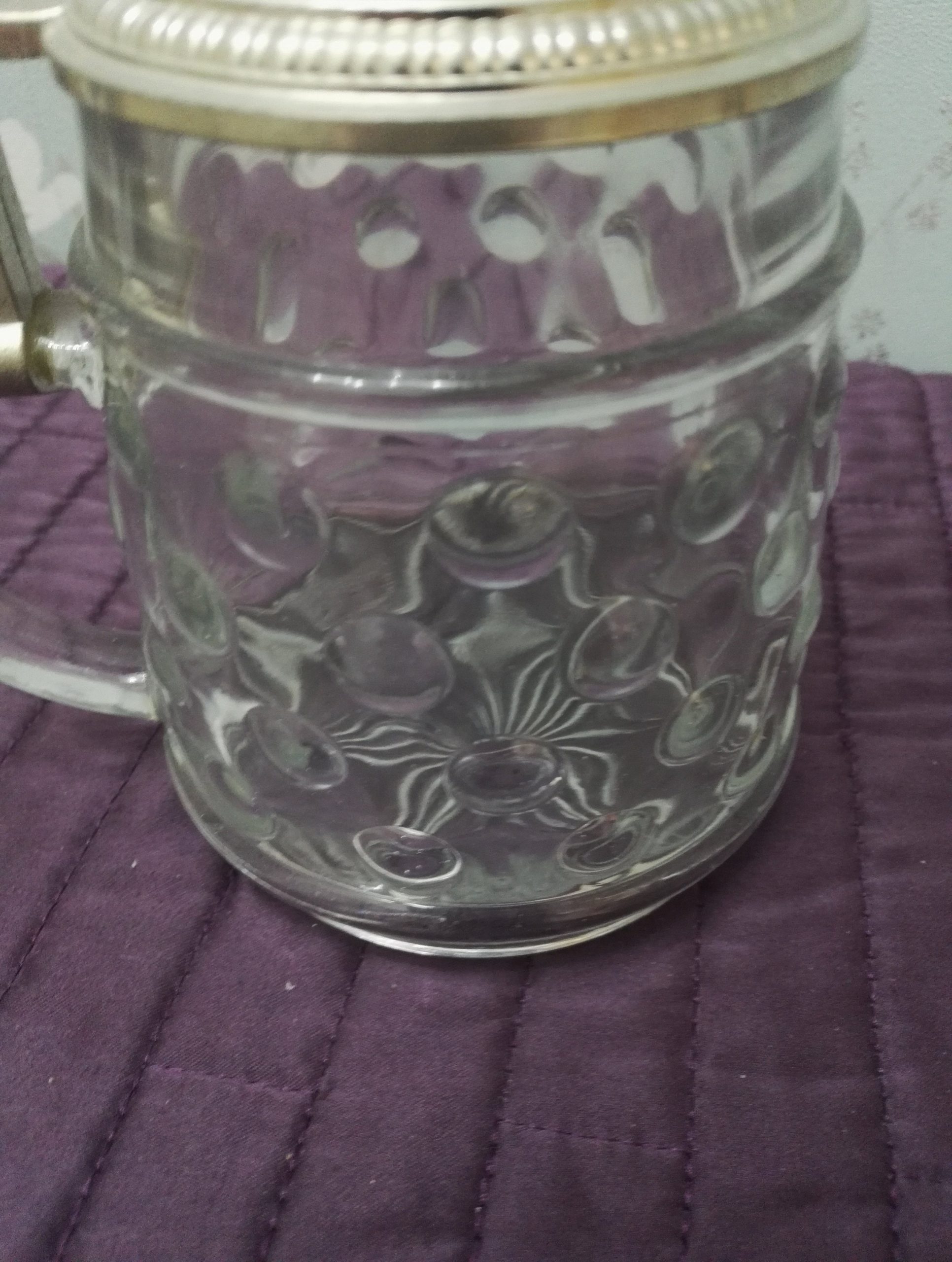 Large Glass Stein with Pewter Metal Lid - 15.5cm to top of handle - 8cm in diameter - Excellent Condition - Image 4