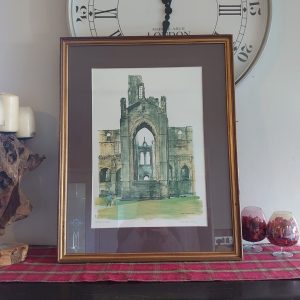 Portrait Framed Picture of Kirkstall Abbey, by Edna Lumb - 1980 -