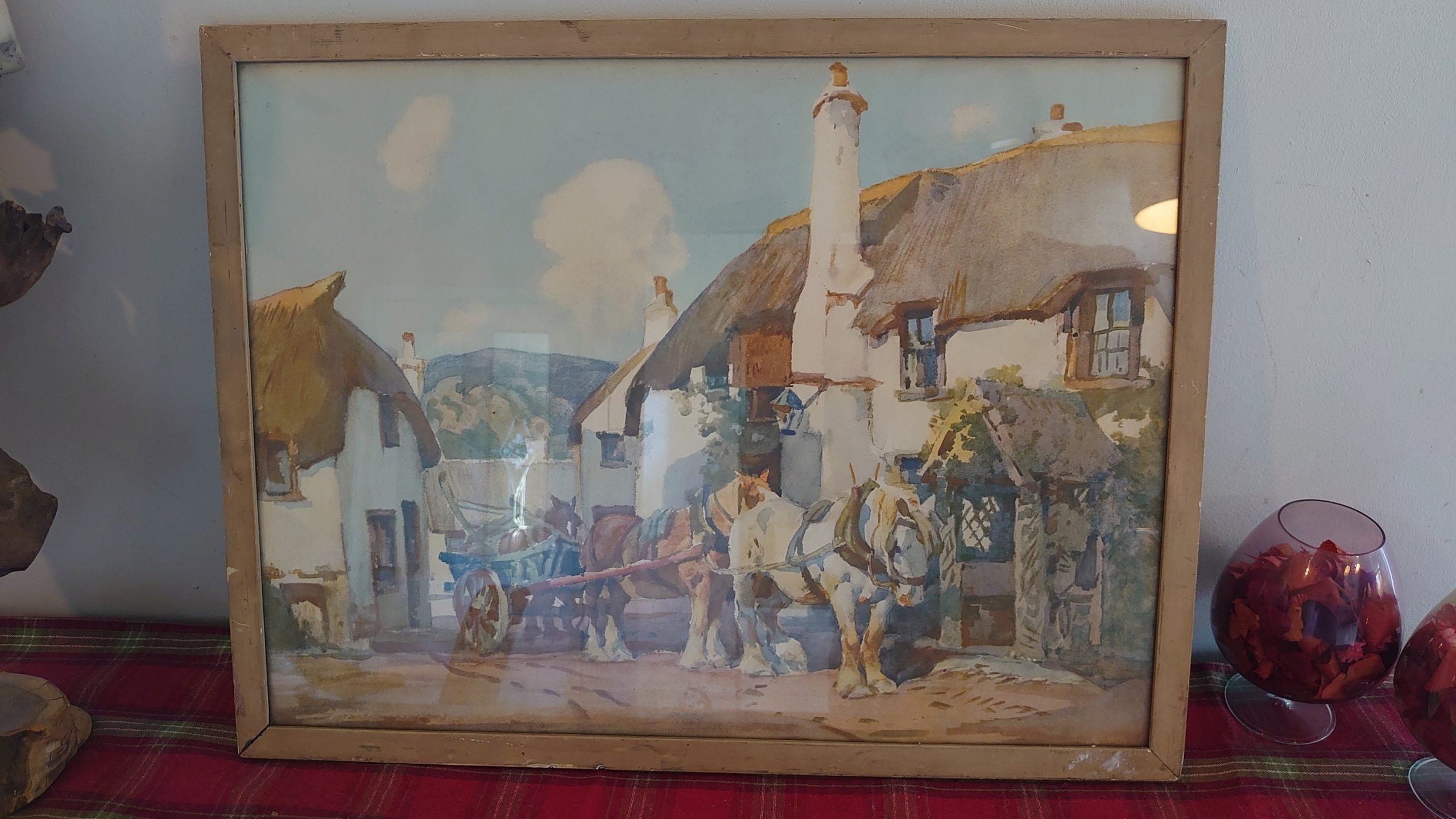 Horse and Cart Printed Painting - Good condition - 53.5cm wide by 41cm tall - Image 2
