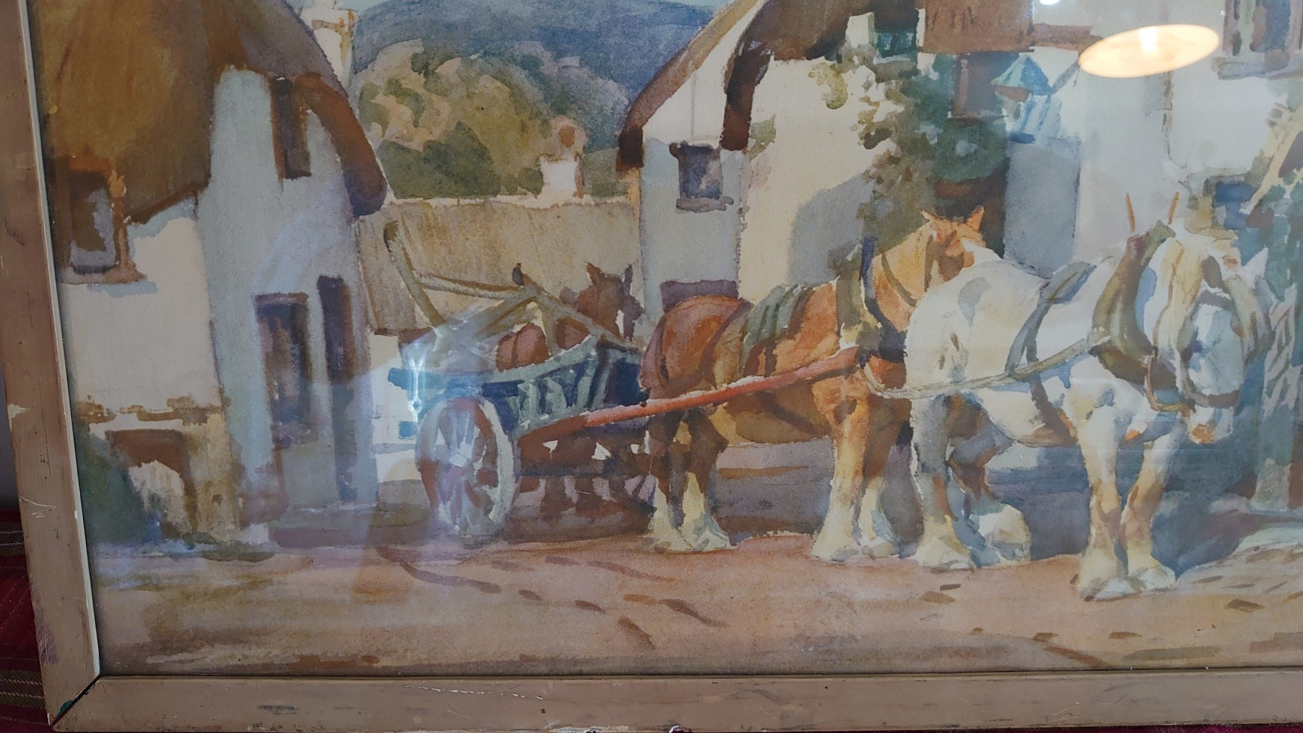 Horse and Cart Printed Painting - Good condition - 53.5cm wide by 41cm tall - Image 5