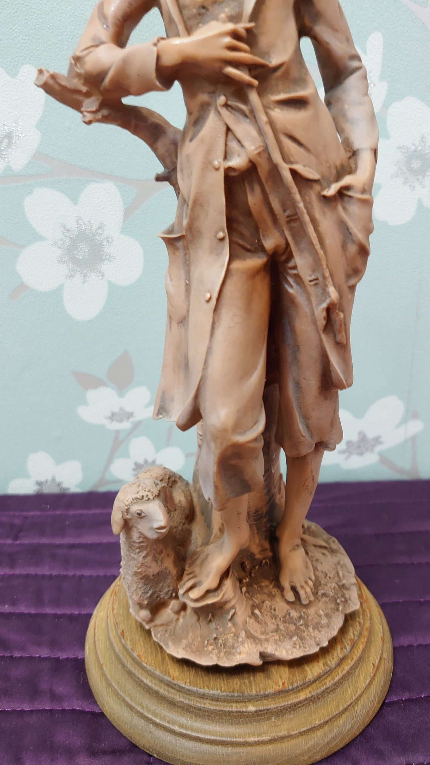 Shepherd with Sheep Statue - Good to Very Good Condition - 31cm tall - 11.5cm diameter - Image 4