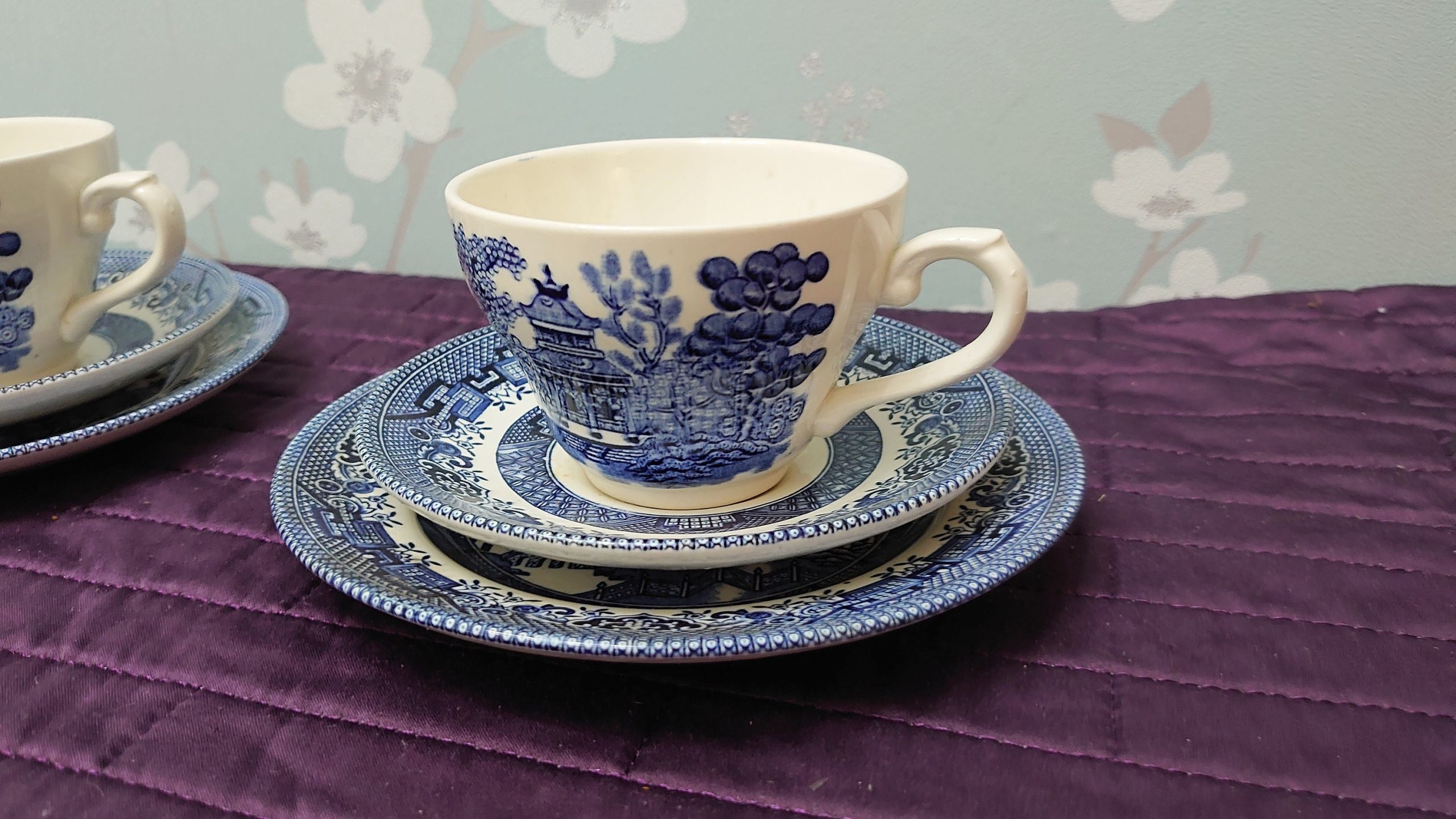 Ringtons Tea Ltd Six Piece Tea Set - 2 Blue and White Trios of Cup, Saucer and Side Plate in Commemorative Rington's Box - Very Good Cond. - Image 4