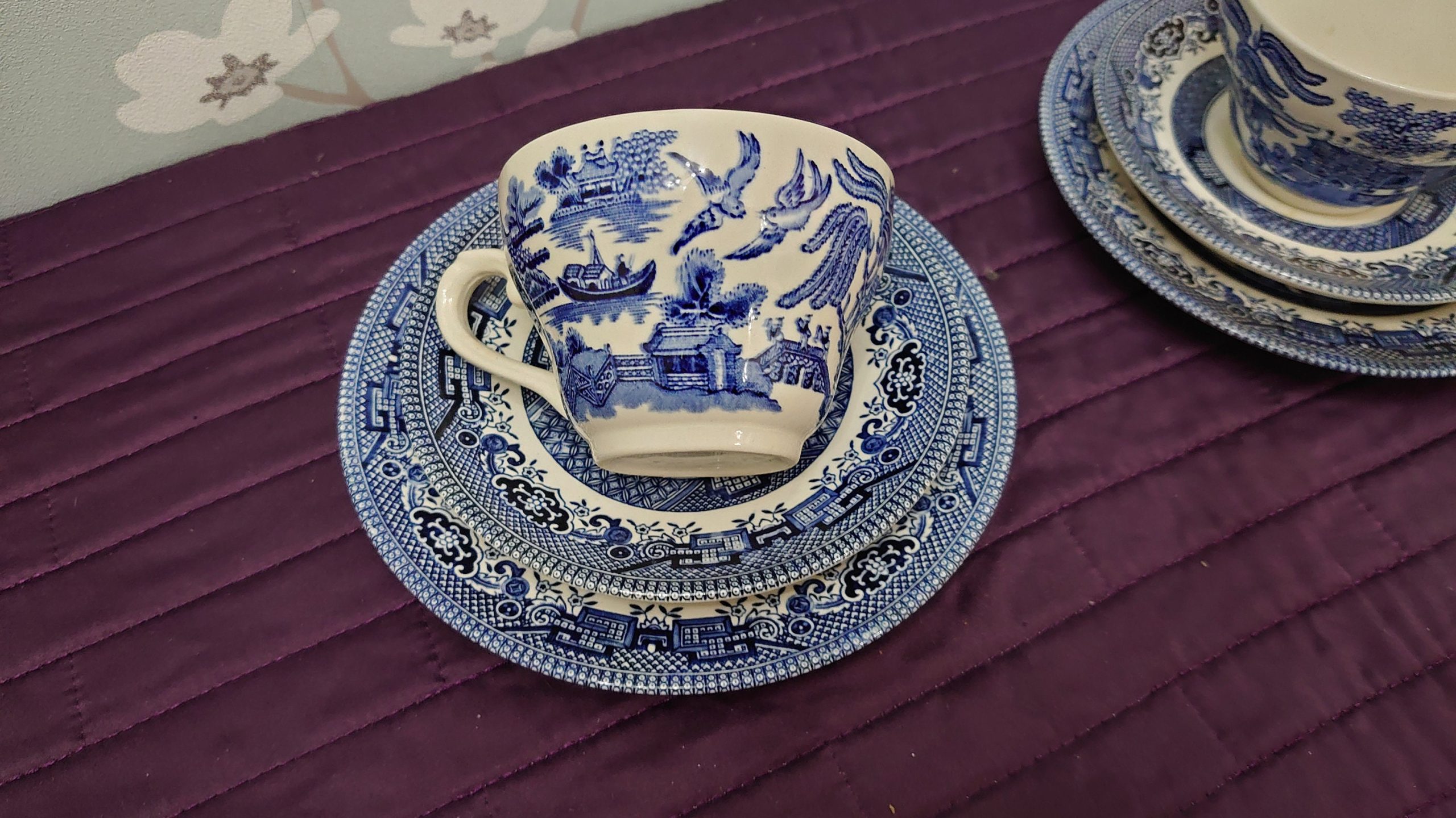 Ringtons Tea Ltd Six Piece Tea Set - 2 Blue and White Trios of Cup, Saucer and Side Plate in Commemorative Rington's Box - Very Good Cond. - Image 6